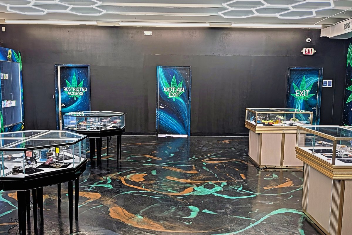 Display cases and painted back-of-house doors