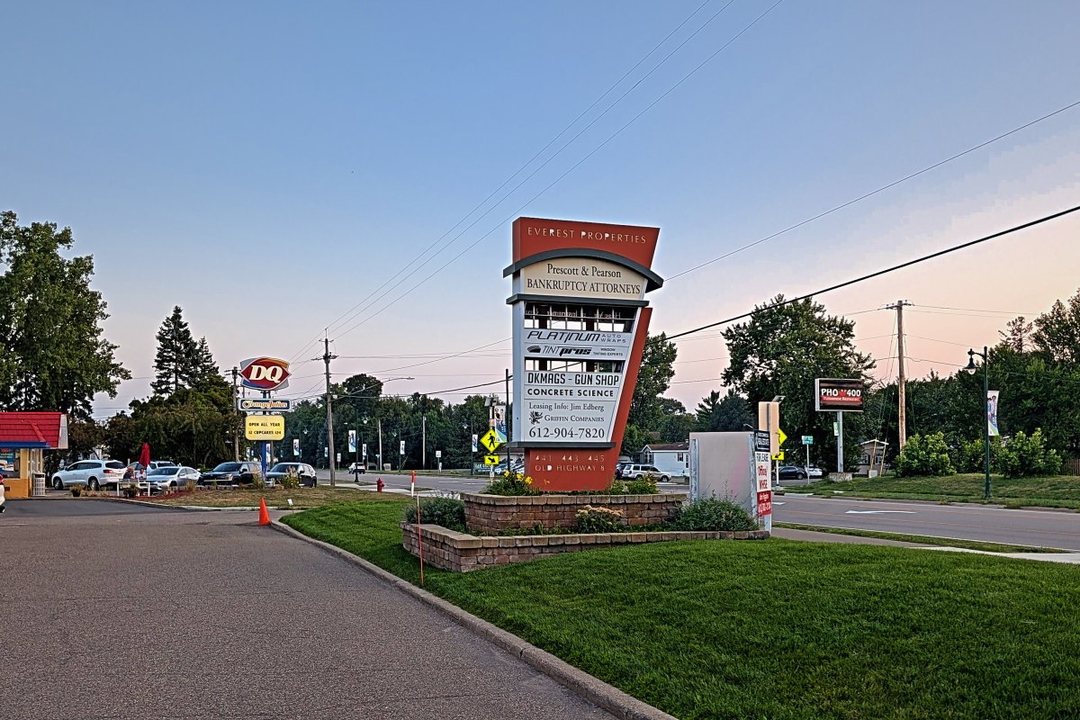 The retail corridor and the shared pylon sign
